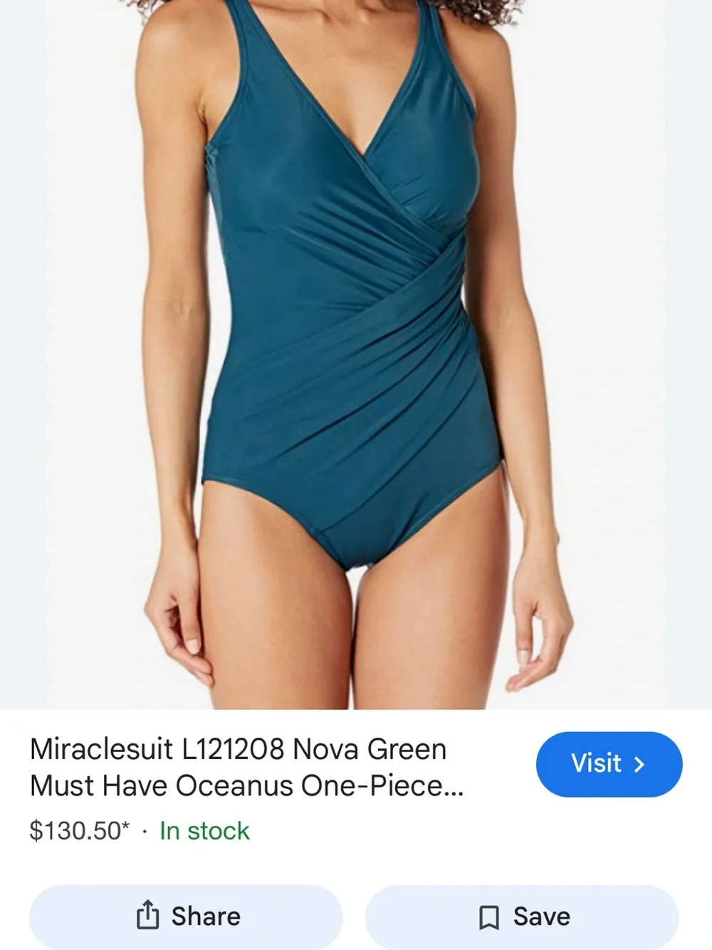 Miraclesuit Teal Wrap-Front One-Piece Swimsuit